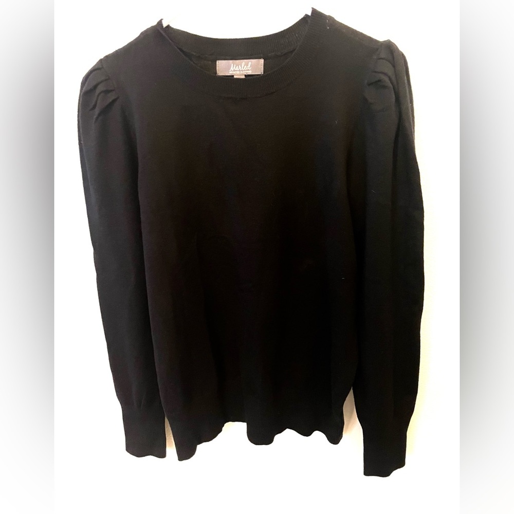 Marled pleated shoulder sweater